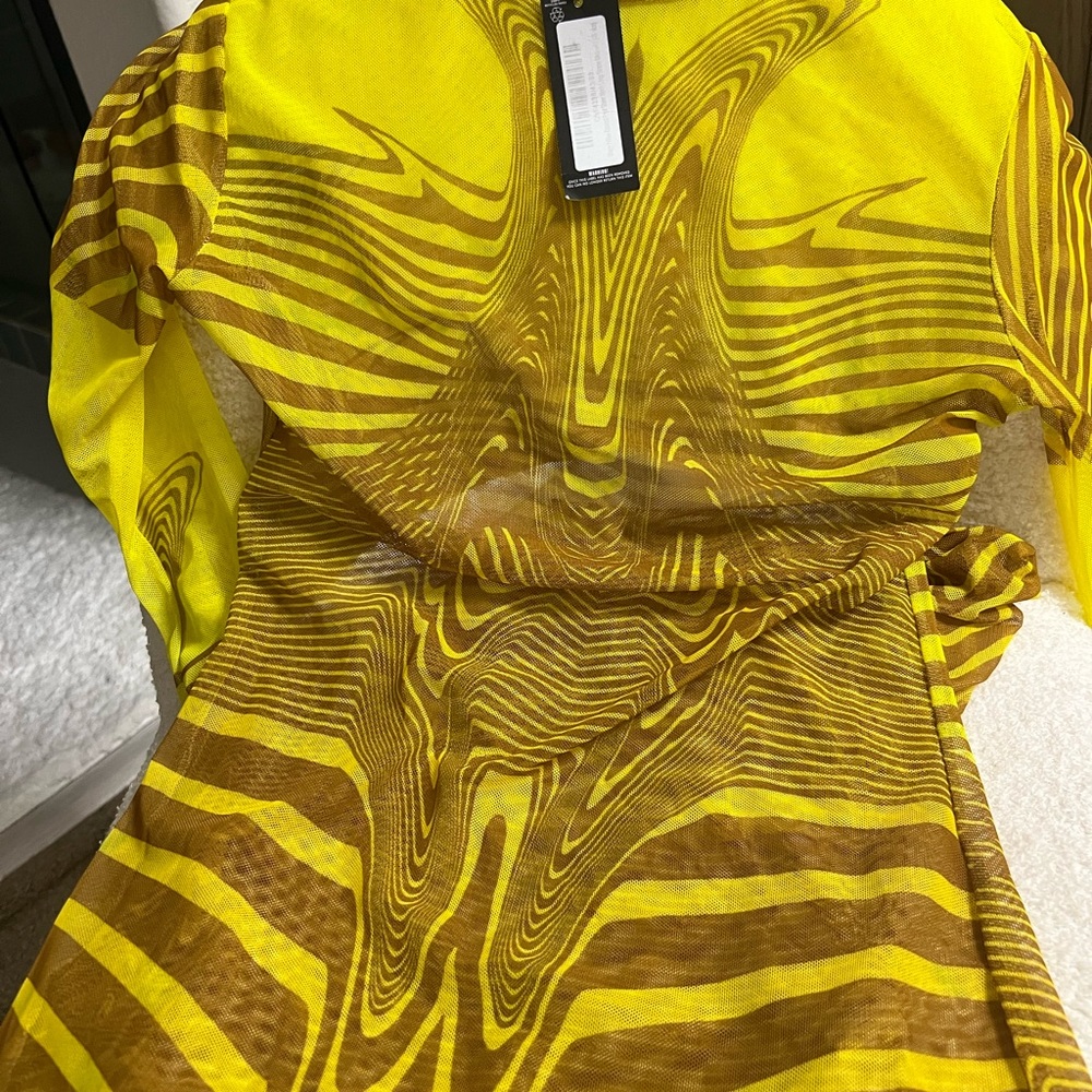 Yellow and Brown Patterned Dress